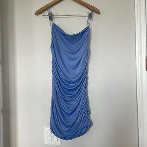 Glassons Bleu Berry Ruched cowl neck mini dress Sz L NWT